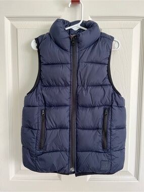 GAP Navy Quilted Puffer Vest - Sleeveless Zip Front